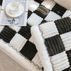 Anti-Slip Modern Luxury Cat Sofa Protector Cream-Coloured Plaid Square Pet Mat Bed Couch Cover Breathable Plush