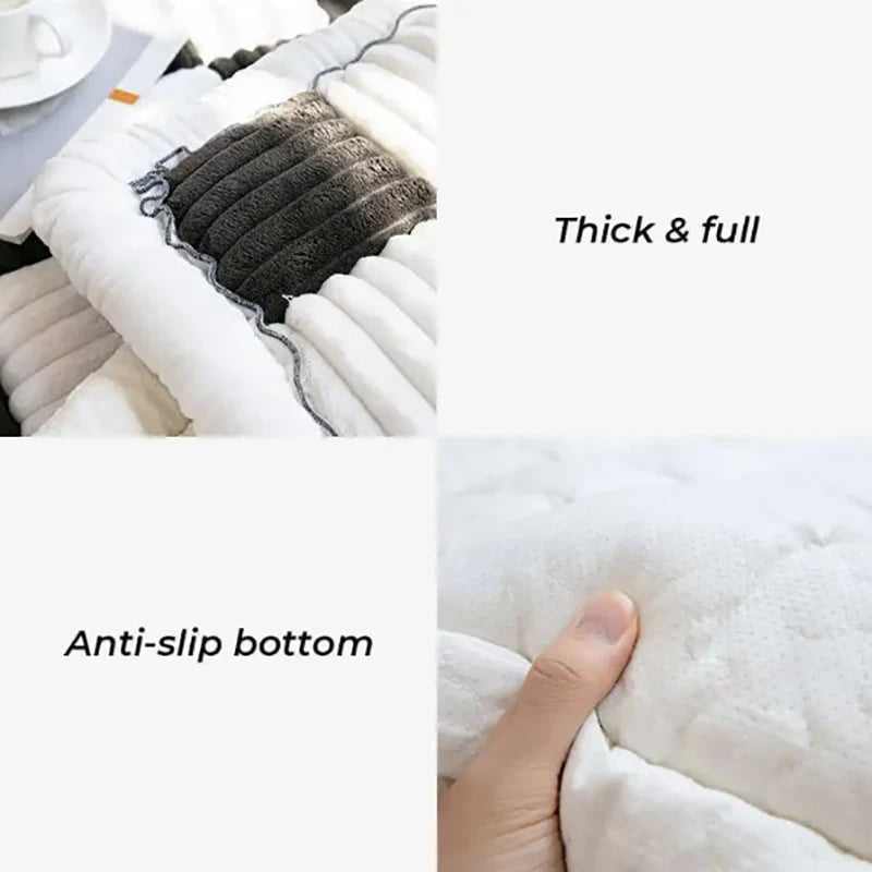 Anti-Slip Modern Luxury Cat Sofa Protector Cream-Coloured Plaid Square Pet Mat Bed Couch Cover Breathable Plush