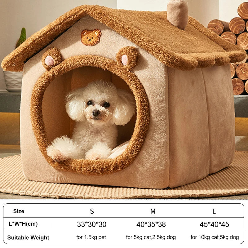 Cozy Warm Cat Bed House Contemporary Sponge Cat House Removable and Washable Pet Cave Soft Comfortable Dog Nest Shelter