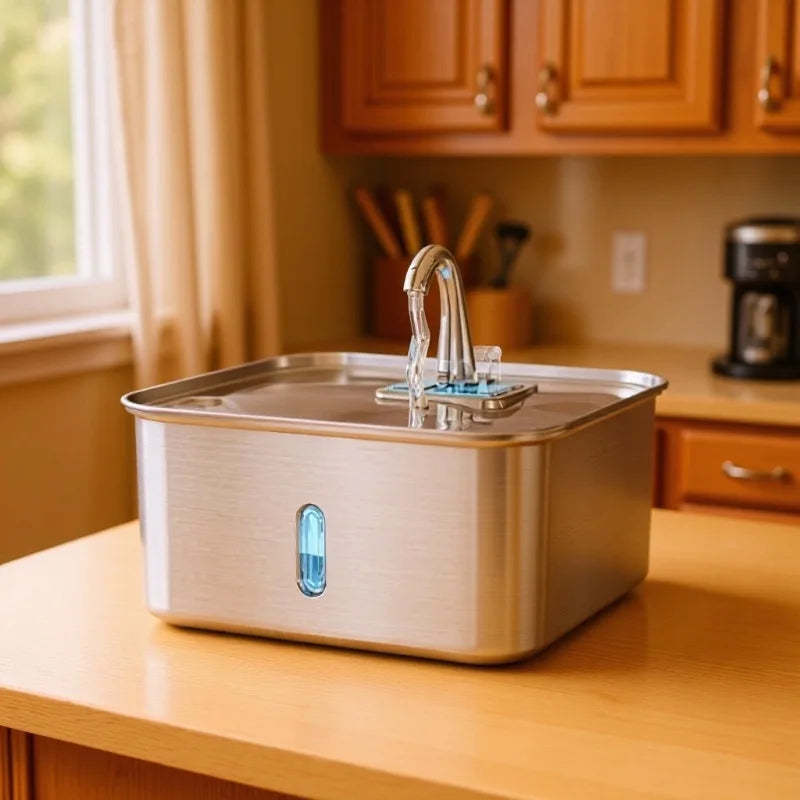 7L Large Capacity Stainless Steel Dog Water Fountain for Mult Cats Automatic Pet Water Dispenser Dog Fountain