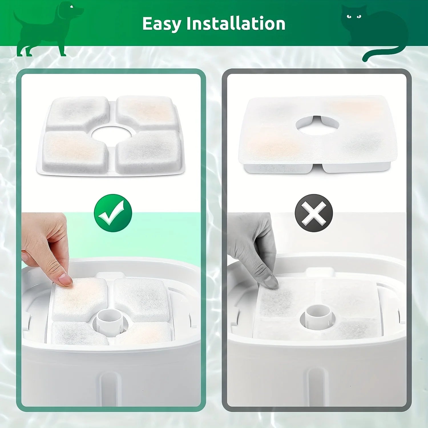 4pcs/Pack Triple Filtration System Automatic Cat Water Fountain Filters Replacement for Square 80oz/2.5L Cat Fountain