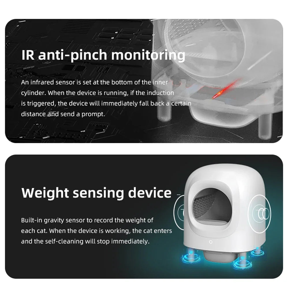Petree Smart Cat Litter Box Automatic Self Cleaning Litter Box WIFI Remote Control Pet Tray Weighable and Detachable Cat Toilet