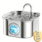 3.2L Cat Water Fountain Pet Water Fountain Stainless Steel Dog Water Dispenser Automatic Cat Fountain with Level Window for Cats
