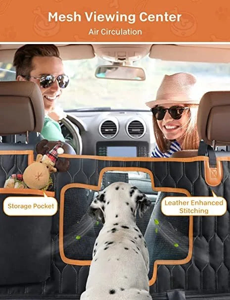 Detachable Dog Car Seat Cover Oxford Material Back Seat Extender with Mesh Window Storage Pocket Hammock Support up to 350lbs