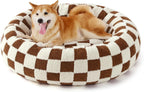 Donut Small Dog Bed Round Cat Beds for Indoor Cats Anti-Anxiety Calming Pet Beds Washable Cute Modern Cat Nest