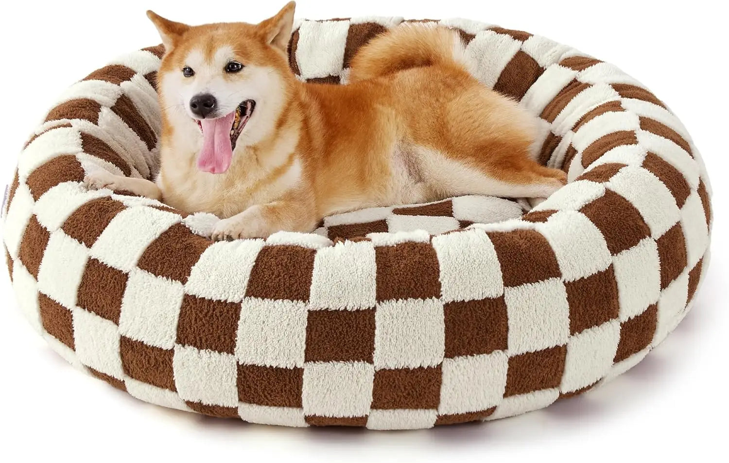 Donut Small Dog Bed Round Cat Beds for Indoor Cats Anti-Anxiety Calming Pet Beds Washable Cute Modern Cat Nest