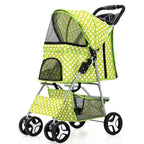 4 Wheels Pet Travel Trolley Cat Dog Jogger Stroller with Cup Holder and Storage Basket Pet Pushchair for Small Medium Cats Dogs