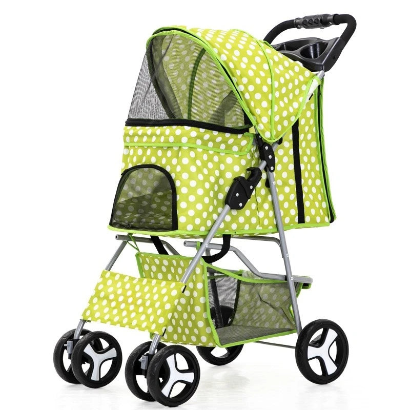 4 Wheels Pet Travel Trolley Cat Dog Jogger Stroller with Cup Holder and Storage Basket Pet Pushchair for Small Medium Cats Dogs