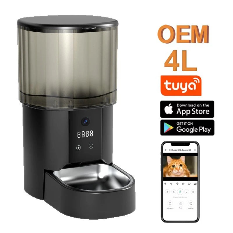4L Large Capacity Smart Pet Feeder With Camera Automatic Food Dispenser Timing Quantitative APP Remote Accessories