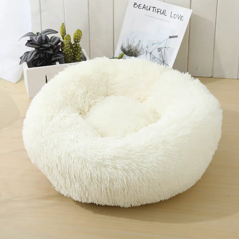 100CM Eco-Friendly Breathable Solid Plush Dog Bed with PP Cotton Material Round Design for Dogs