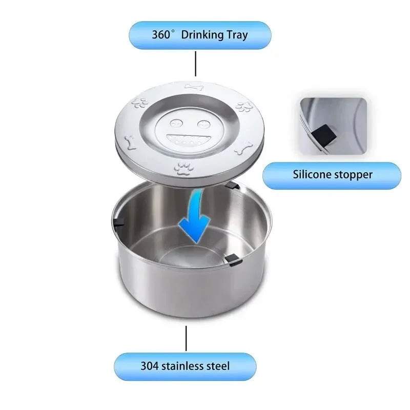 1/3L Stainless Steel Dog Floating Bowl No Spill Anti-Splash Dog Water Dispenser Non-Slip Dog Cat Pet Water Feeder Bowl Pet Bowls