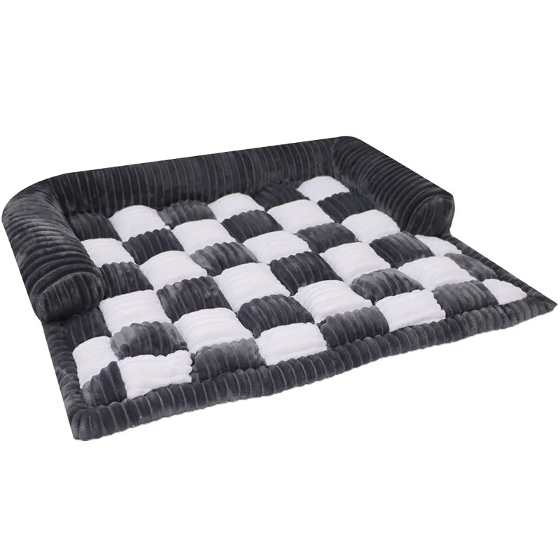 Plaid Print Pet Couch Covers Dog Couch Cover Sofa Cover Cream Square Plaid Cozy Dog Mat Furniture Protector for Sofa Dog Blanket