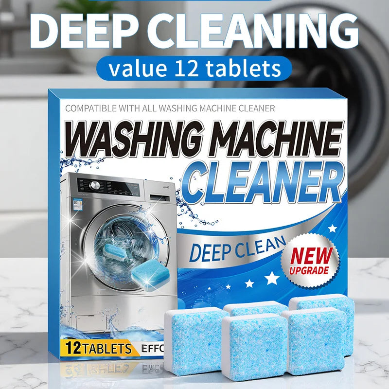 Washing Machine Tub Cleaner Descaler of 12/24pcs Pack-Deep Cleaning Tablets Odor Removing Tablets for Washer Laundry Supplies
