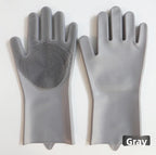 Magic Silicone Pet Bathing Gloves for Dog & Cat Bathe & Shampoo Stocked Brush Gloves 2-Pack for Bathroom Use