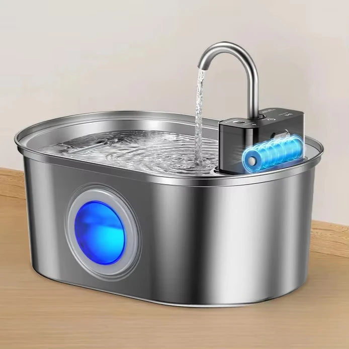 OEM 3.2L Stainless Steel Cat Water Fountain Wireless Sensor Smart Automatic Dog Water Dispenser Drinking Fountain 4000mAh