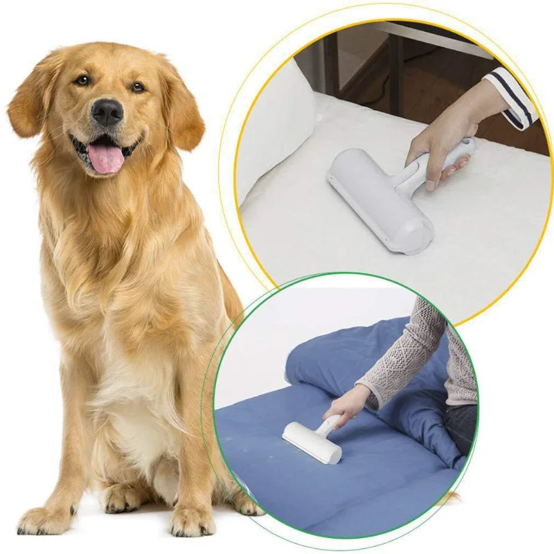 Pet Hair Remover Roller 2-Way Removing Dog Cat Hair From Furniture Self-cleaning Lint Pet Hair Remover One Hand Operated