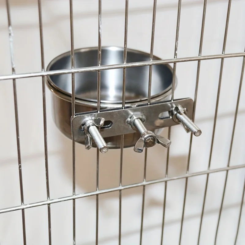 Stainless Steel Dog Bowl Dog Food and Water Bowls Anti-Spill Hanging Pet Bowl with Screw for Cage Dog Feeder