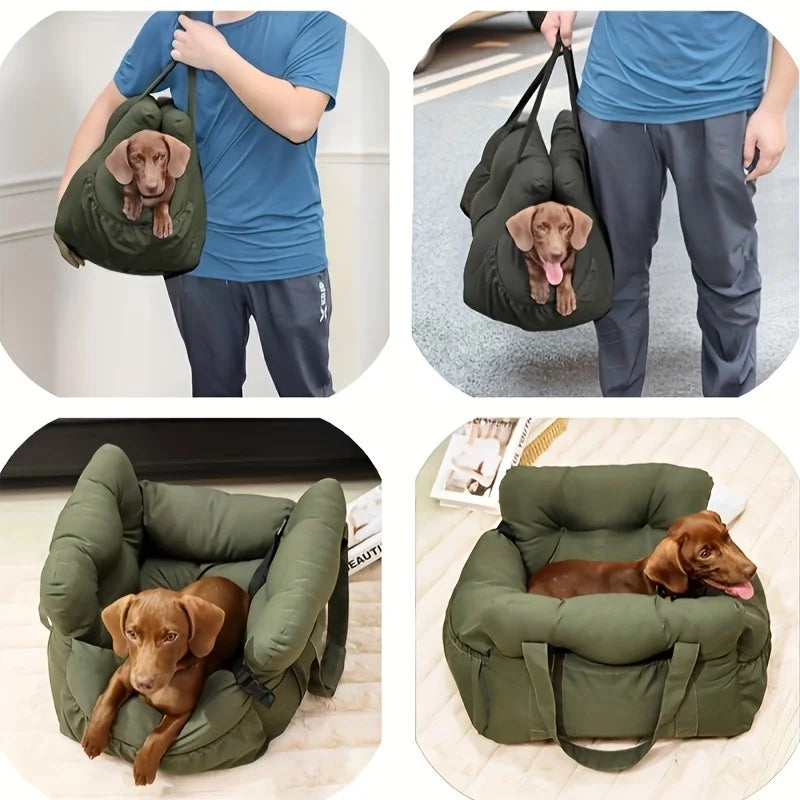 OEM Cozy Pet Adjustable Soft Warm Kennel Bed Portable Washable Dog Car Seat with Easy Installation Solid Pattern Travel Carrier