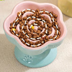 Colorful High-Footed Slow Feeder Ceramic Cat Bowls Anti-Spill Neck Protecting Pet Bowl for Small Dogs and Cats