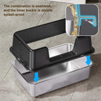 Custom Semi-Enclosed Stainless Steel Cat Litter Box Large Cat Toilet for Large Cats Easy Clean Metal Litter Pan Anti-Leakage