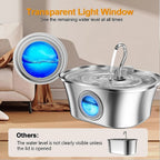 3.2L Automatic Cat Water Fountain LCD Display Stainless Steel Boat Shape Water Level Window Smart Pet Water Dispenser