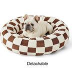 Donut Small Dog Bed Round Cat Beds for Indoor Cats Anti-Anxiety Calming Pet Beds Washable Cute Modern Cat Nest