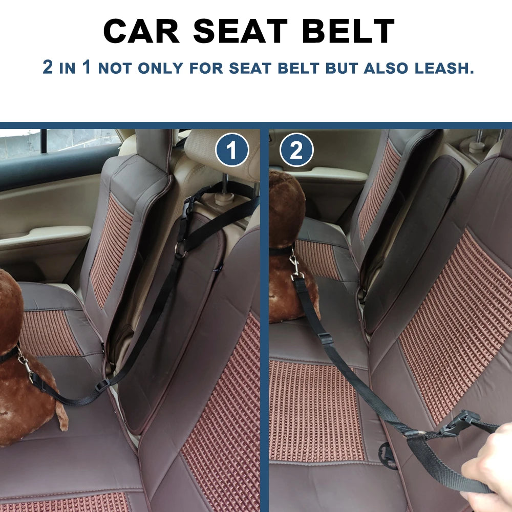 Adjustable Pet Car Seat Belt Nylon Lead Dog Leash Custom Backseat Safety Belt OEM Designer Dog Harness Collar Pet Accessories