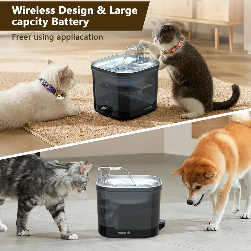 ODM OEM 2L 5000mah Wireless Pet Water Dispenser Automatic Circulation Smart Cat Fountain Custom Dog Water Fountain Pet Supplies