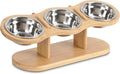 Elevated Dog Bowls Raised 15 Degree Pet Bowls for Cats Small Dogs Raised Wooden Dog Food Feeder with 3 Stainless Steel Pet Bowls