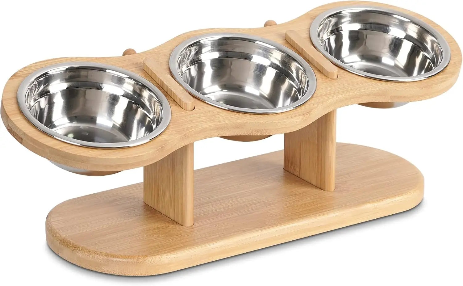 Elevated Dog Bowls Raised 15 Degree Pet Bowls for Cats Small Dogs Raised Wooden Dog Food Feeder with 3 Stainless Steel Pet Bowls