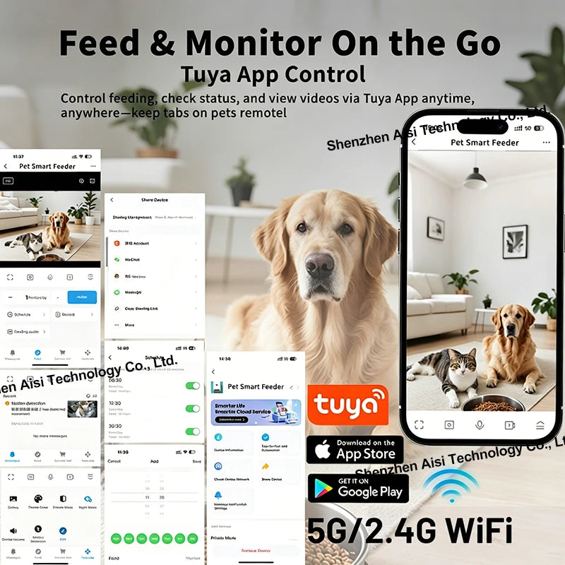 Custom 4L Smart Dog Feeder with Camera Night Vision WiFi Automatic Cat Feeder Remote Control Add Food Dog Food Dispenser OEM ODM