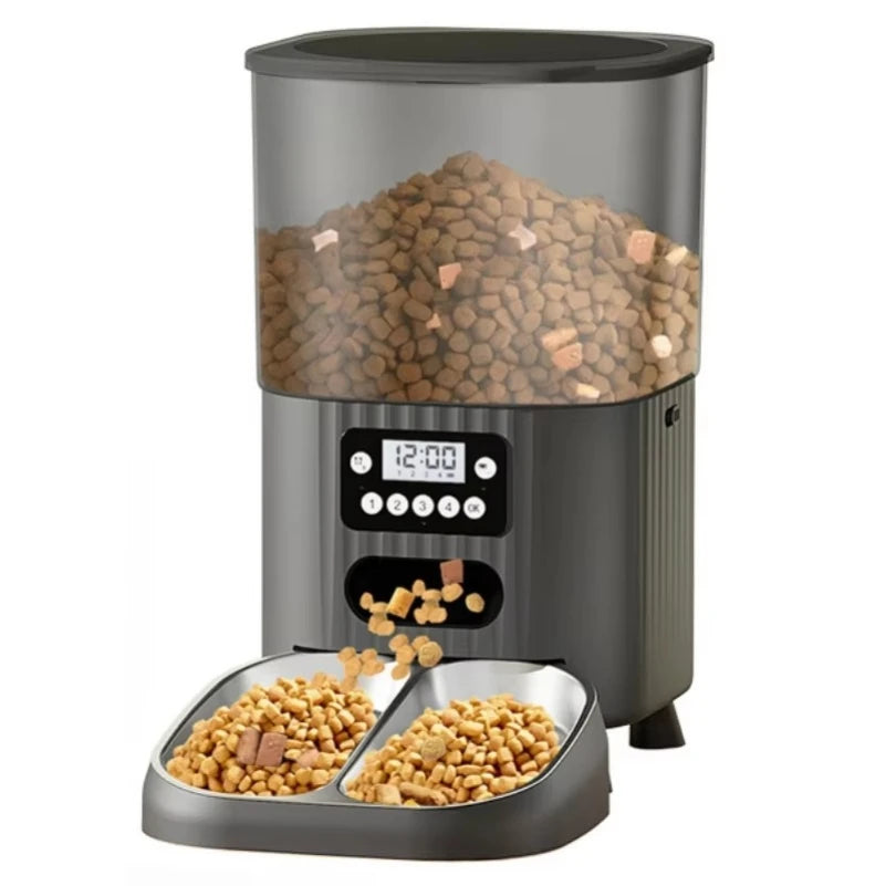 OEM 4.5L Dual Bowls Automatic Pet Feeder Button Control Pet Food Bowls Smart Cat Feeder