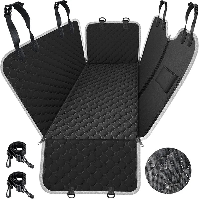 Extended Dog Car Seat Cover for Back Seat Extra Larger with Safety Belt Hard Bottom Car Back Seat Extender Dogs Fit for All Cars