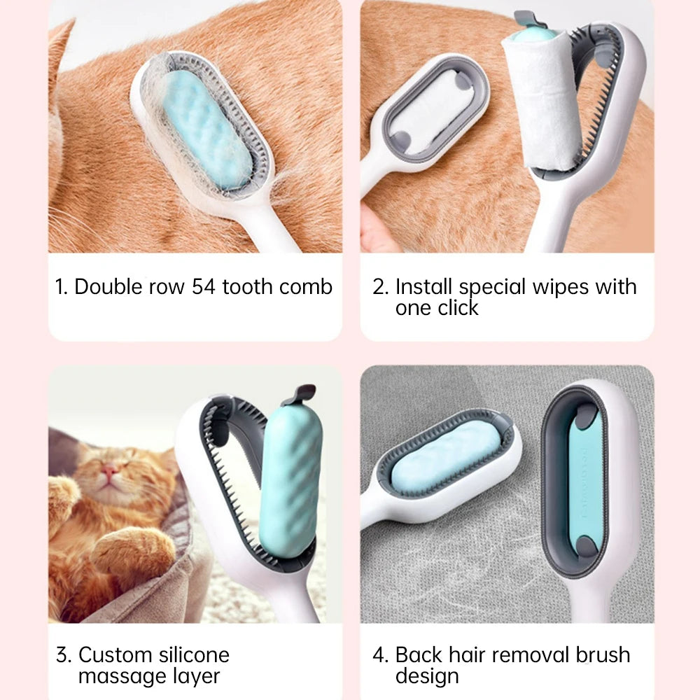 Cat Hair Remover Pet Comb Removable Pet Grooming Tool Dog Brush Pet Hair Remover Brush Wet Paper Cat Products