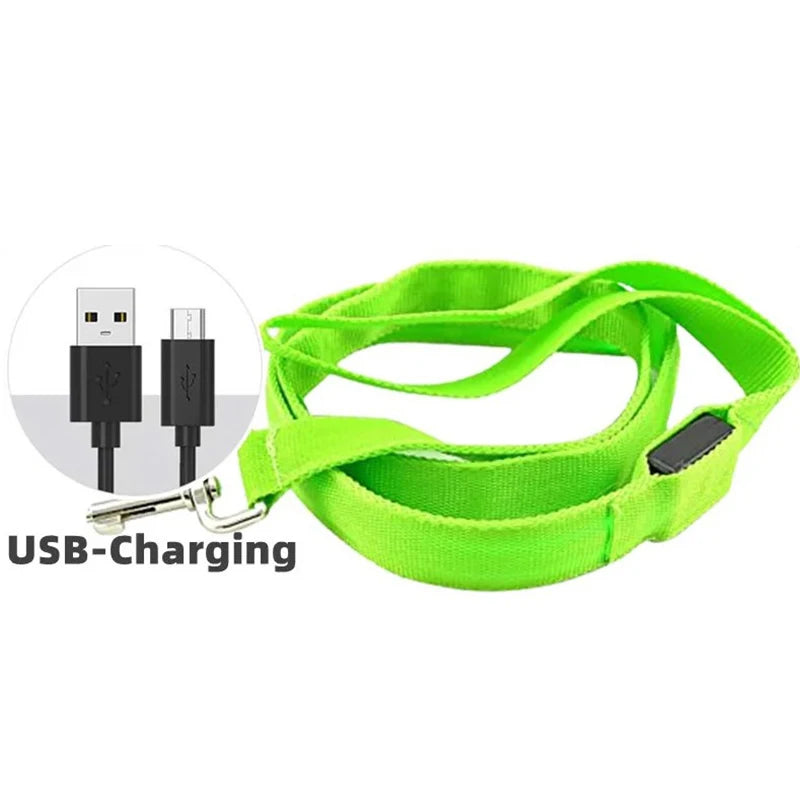 LED Dog Leash Light up Dog Leash USB Rechargeable Solid Nylon Webbing Glow Safety Standard Pet Leash for Dog Products