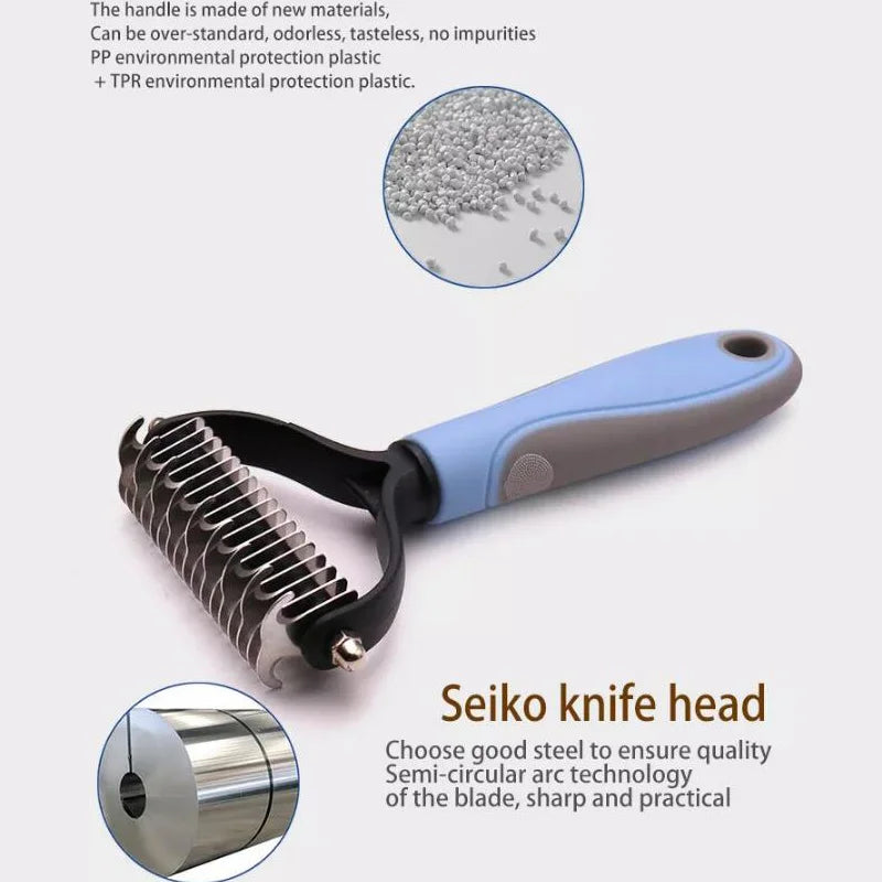 Pet Brush Fur Knot Cutter Dog Grooming Shedding Tools Pet Cat Hair Removal Comb Dog Brush Double Sided Pet Comb Dog Supplies