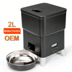OEM 2L Eco-Friendly Plastic Luxurious Automatic Pet Feeder Smart Dog Cat Food Dispenser LCD Display Battery Powered Timed