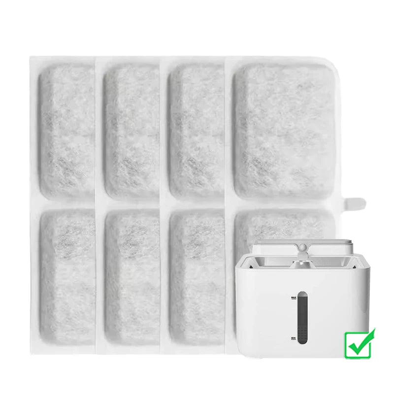 4PCS Automatic Cat Water Fountain Replacement Filters with Activated Carbon & Non-Woven Fabric Strainer Systems Easy to Clean