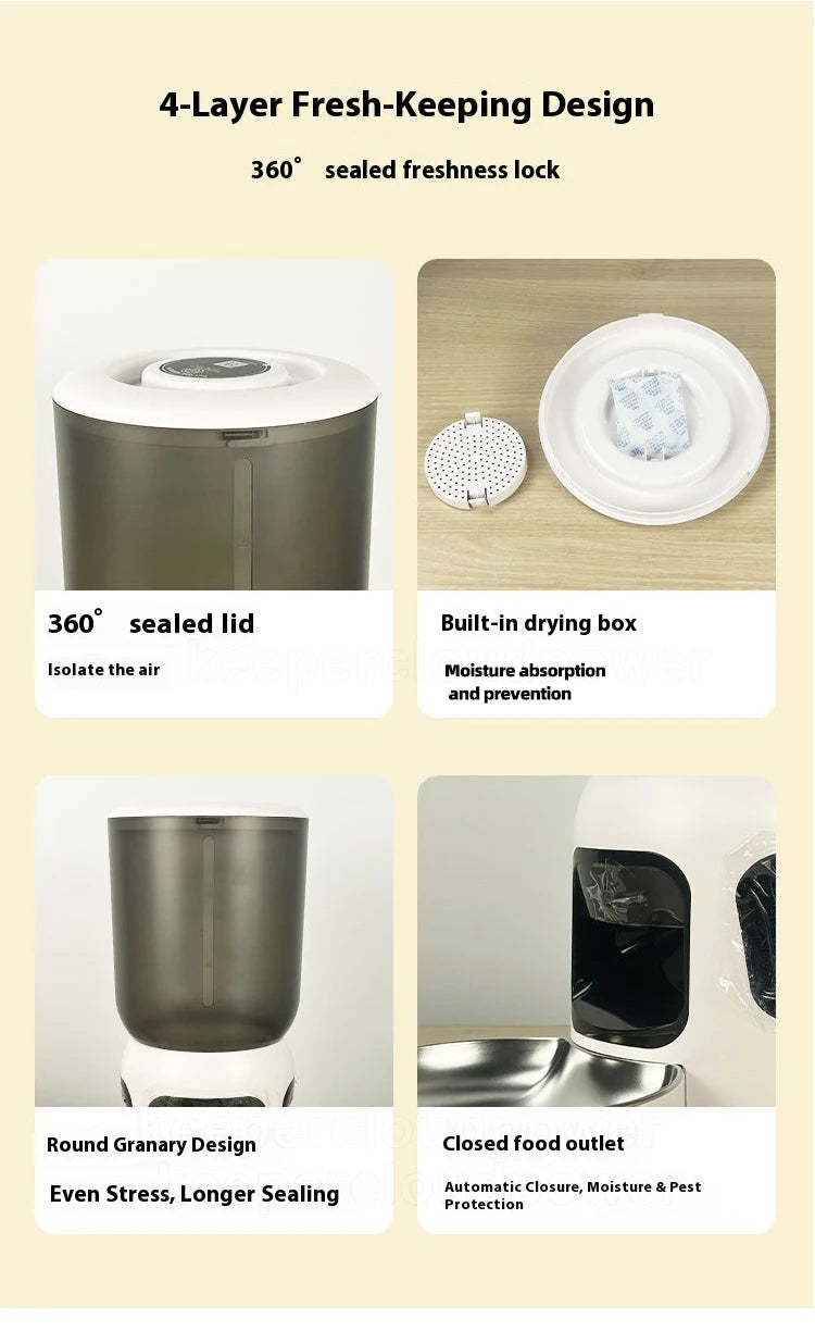OEM 6L Automatic Feeder with Camera Dual Bowls Smart Pet Feeder Dual Camera Monitoring APP Remote Calling Timing Voice Recording
