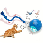 Interactive Cat Toys Ball for Indoor Cats Fast Rolling with Bird Carpet Chirping & Exercise Rechargeable Smart Cat Ball Toys