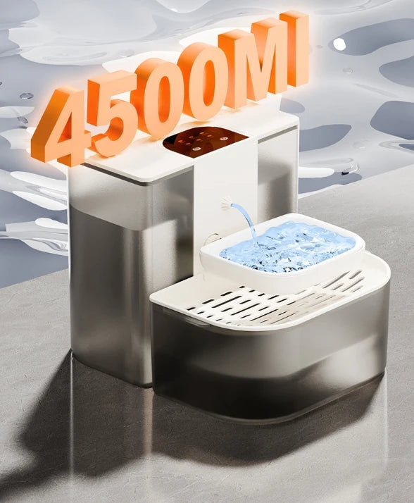 4.5L Automatic Cat Water Fountain Remote Control Plastic Battery Powered Indoor Use Clean Dirty Separation Constant Temperature