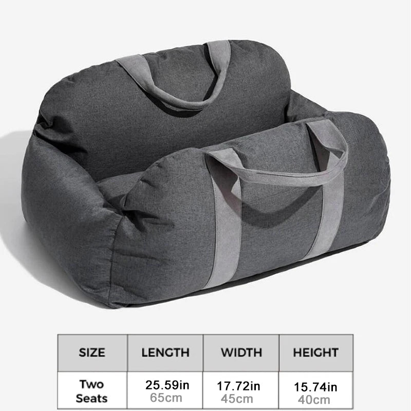 Portable Small Pet Car Seat Pet Booster Seat Dog Bed Travel Safety Car Carrier with Side Pocket Storage Removable Washable
