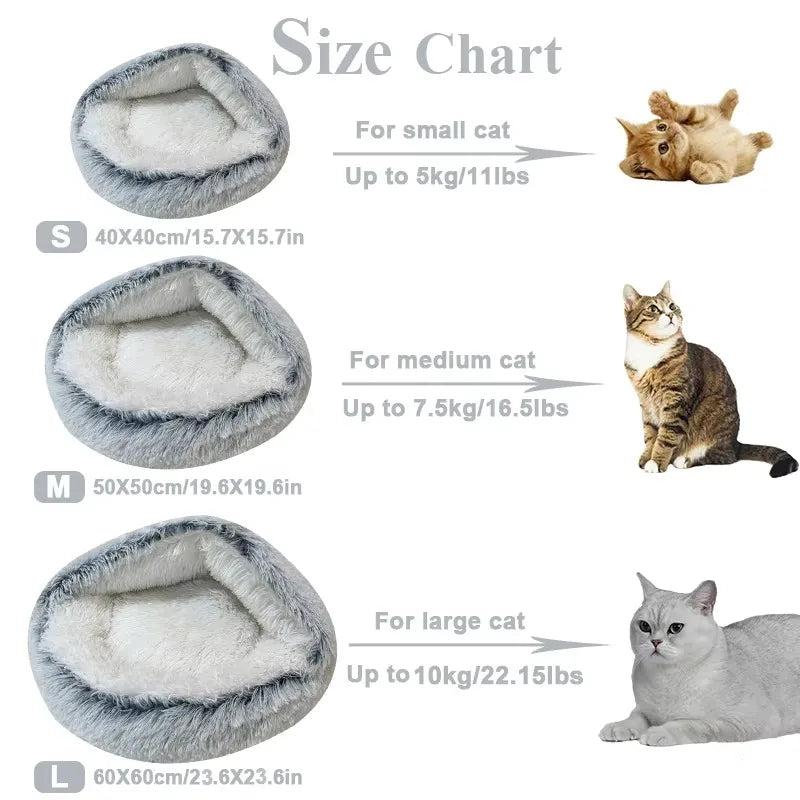 Winter Long Plush Solid Cat Bed & Pet Cage Warm Cushion Basket Dog Bed Sleep Bag Nest for Small Cats