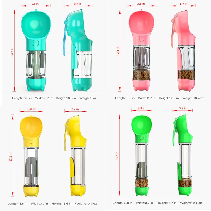 Portable Eco-Friendly Plastic Dog Travel Water Bottle with Food Container and Storage Cups-Wholesale Dropshipping