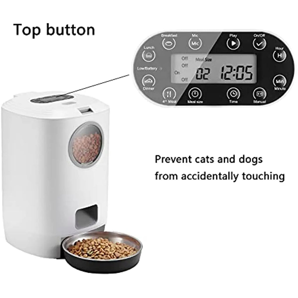 4.5L Automatic Dog Feeder With Vsible Windows Smart Pet Feeder for Cat and Dogs Auto 4 Meals Feeding Button Control Dog Feeder