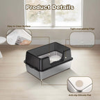 Custom Semi-Enclosed Stainless Steel Cat Litter Box Large Cat Toilet for Large Cats Easy Clean Metal Litter Pan Anti-Leakage