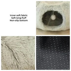 Plush Cat Bed with Tunnel for Indoor Multifunctional Cat Tunnel Bed with Fluffy Plush Donut Cat Tunnel