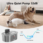 2025 New 3.5L Stainless Steel Cat Water Fountain 5000mah Battery Pet Water Dispenser Sensor Solid Pattern Charge for Cats Dogs