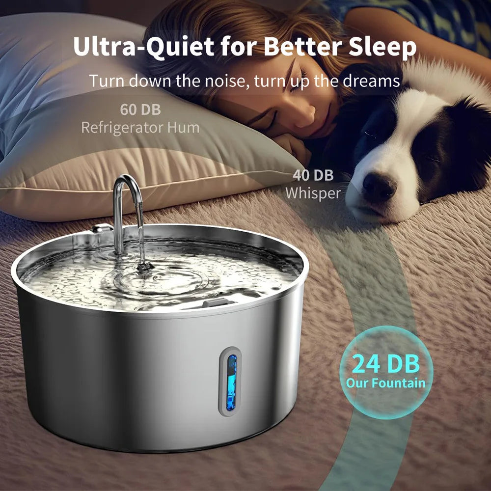 OEM 7L Large Capacity Stainless Steel Automatic Cat Water Fountain for Dogs with Filtration Ultra-quiet Pet Water Dispenser