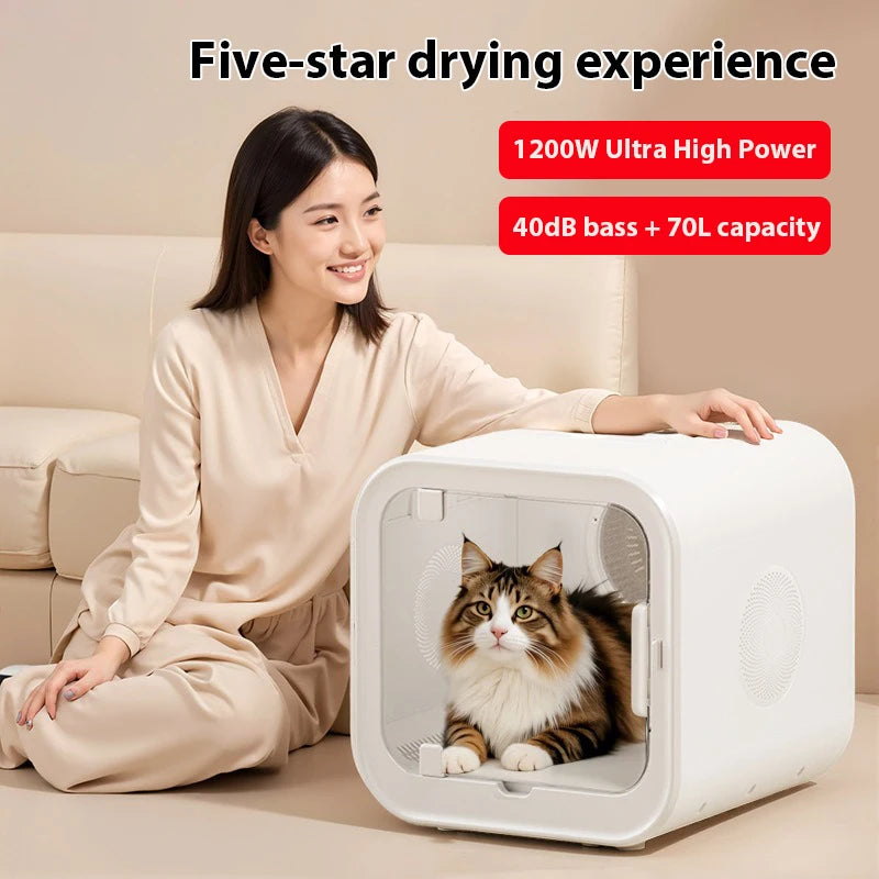70L Large Capacity Pet Grooming Hair Dryer Box Ultra Quiet Pet Dryer Box Low Noise Cat Dog Dryer Machine for Home Use
